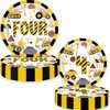 Letromp 80 Pcs Construction 4th Birthday Decorations Construction Four Years Old Disposable Paper Dinner Plates Napkins Forks Dinnerware for Dump Truck Theme Fouth Bday Party Supplies Decorations