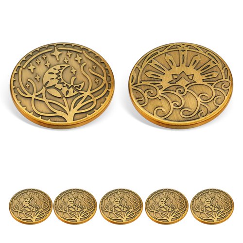 Enchanism DND Coins DND Props Accessories Sun and Moon Tokens Decision Maker Tokens for RPG Gamers Collectible Coins for Collectors - 5 Pack