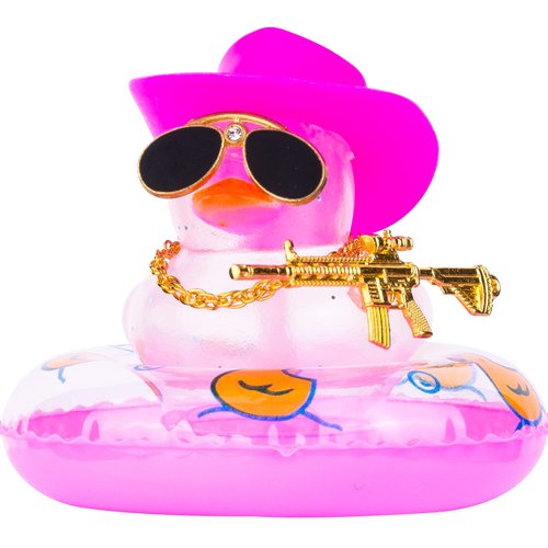 MuMyer Car Rubber Duck Ornament Colorful Duck Car Dashboard Decorations with Mini Hat Swim Ring Necklace Sunglasses and Cool Accessory for Car Dashboard Home Decor