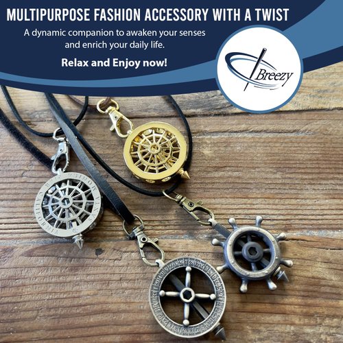Breezy Made in USA, Multipurpose Fidget Spinner Top, Stress Relief Accessory Toy, Spinning Top Amulet Jewelry Necklace Keychain, 3pk Necklace Cords + Drawstring Pouch, Antique Brass, Gym Weight Plate