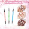 3 Pcs Nail Art Sculpture Pen, Dual Tipped Silicone Nail Tools, Silicone Head Acrylic Handle Nail Art Brushes, Rhinestone Nail Polish Carving Pen, Nail Art Tools for Home Salon(Blue, Green, Orange)