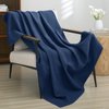 PHF 100% Cotton Waffle Weave Throw Blanket 50"x60"-Lightweight Washed Soft Breathable Blanket for Adults and Kids-Great Blanket Layer for Couch Bed Sofa-Elegant Home Decoration-Navy Blue/Bright Blue