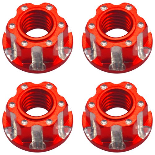 Vgoohobby 4Pcs Hexagonal Nuts, M4 Aluminum Alloy RC Wheel Hex Nuts Compatible with HSP Sakura D3 D4 1/10 RC Car (Red)