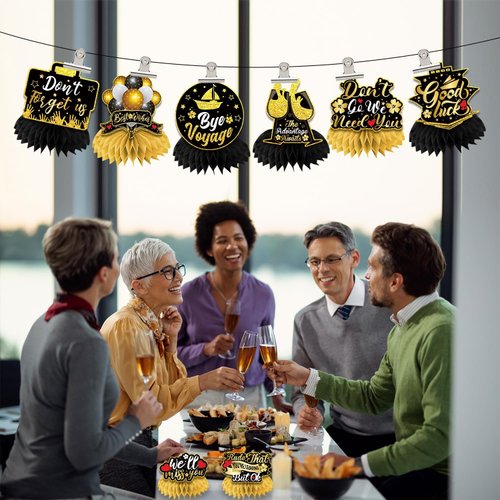 We Will Miss You Decorations Honeycomb Centerpieces, 8Pcs Good Luck Decorations Retirement Centerpieces for Tables, 3D Going Away Party Decorations Centerpieces for Farewell Party Decorations