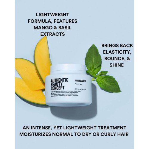 Authentic Beauty Concept Hydrate Mask | Hydrating Hair Mask For Normal To Dry or Curly Hair | Intense Moisturizing Treatment | Vegan & Cruelty-free | Silicone-free | 6.7 fl. oz.
