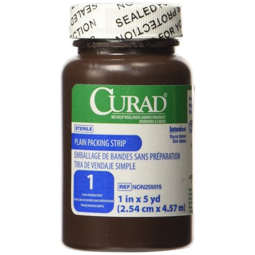 CURAD Sterile Plain Packing Gauze Strips, 1" x 5 yds., Essential Wound Care Supplies, Pack of 12