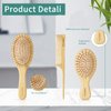 DEBETOOL Bamboo Hair Brush Set - Natural Bamboo Paddle Detangling Hairbrush and Comb Set, Suit for Thick/Thin -Gift for Women Men and Kids