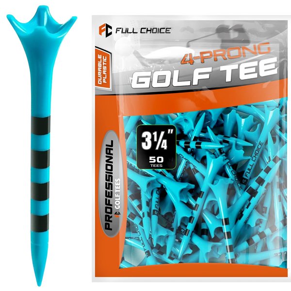 Full Choice Plastic Golf Tees 100 Pack (3-1/4") - Durable, Reduce Friction & Increase Distance, Golf Plastic Tees (Blue