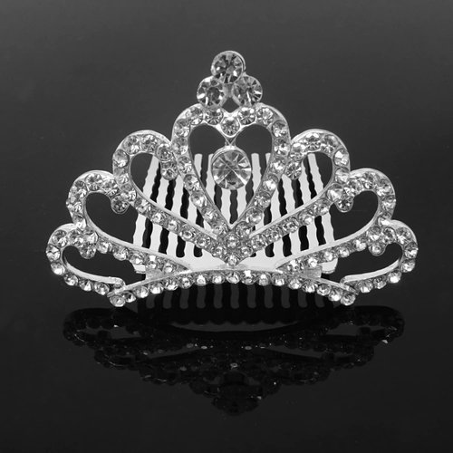 Honbay Princess Tiara Comb, Flower Girls Crystal Rhinestone Crown Hair Comb Hair Accessories