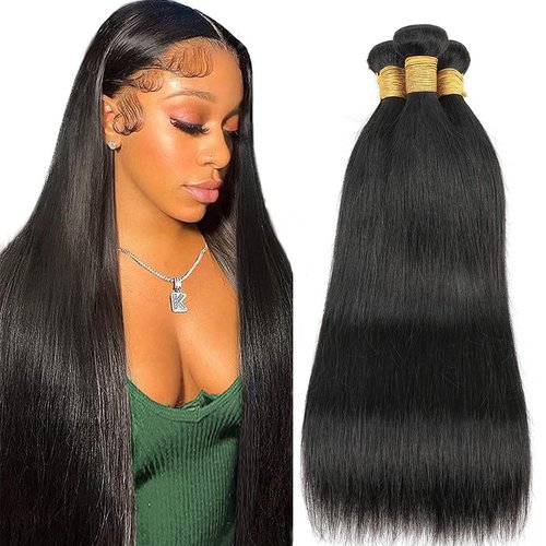 AUTTO Brazilian Human Hair Bundles Straight Human Hair 3 Bundles 16 18 20inch Unprocessed Virgin Brazilian Straight Hair Extensions Human Hair Weave Bundles