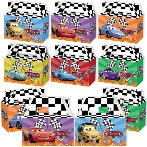 MLEDUY Cars Birthday Party Supplies, Cars Party Decorations, 12pcs Cars Gift Boxes, Candy Bags, Car Birthday Party Favor for Cars Birthday Decorations