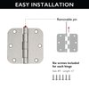 Design House 181412 5/8" Radius Steel Hardware Hinges Interior Doors, 3 Pack, Satin Nickel