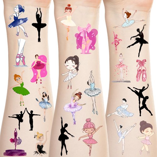 BignzwUra 300 Ballet Dance Tattoos Temporary Stickers Dacing Dance Movements Ballerina Baby Shower First 21st Birthday Party Decorations Supplies Tattoos Temporary(24 Sheets)