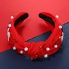 CEALXHENY 4th of July Headbands for Women, 4th of July Accessories, American Flag Patriotic Headbands, Rhinestone Pearl Knotted Headbands Beads Embellished Jeweled Headbands Holiday Gifts (USA-Red2)