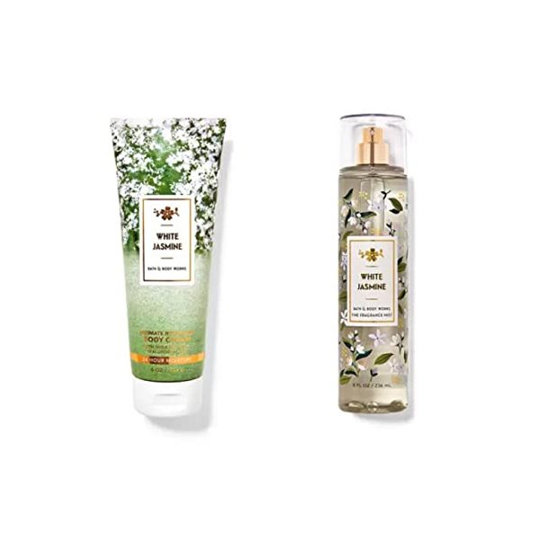 Bath and Body Works - White Jasmine - Fine Fragrance Mist and Ultra Shea Body Cream - Full Size