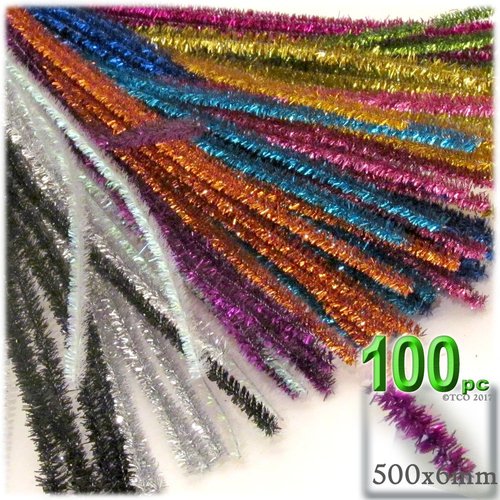 The Crafts Outlet Chenille Sparkly Stems, Pipe Cleaner, 20-in (50-cm), 100-pc, Light Gold