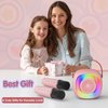 Karaoke Machine for Kids, Mini Portable Bluetooth Karaoke Speaker with 2 Wireless Microphones and Lights, Birthday Gifts for Girls Ages 4, 5, 6, 7, 8, 9, 10, 12+(Pinkcolor)