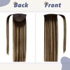 LaaVoo Hair Extensions Ponytail Real Human Hair Balayage Brown Fading to Caramel Blonde Highlights Human Hair Ponytail Extensions Ombre 18 Inch Clip in Hair Extensions Ponytail Straight 80g
