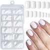 LoveOurHome 240pc White Press on Nails Short Fake Nails Square Glue on Nail Short Acrylic Nails Press ons Nail Tips Full Cover False Nail Women Girls Square Artificial Fingernail with Adhesive Tabs