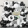 Soccer Balloon Garland Arch Kit, 22 18 12 10 5 Inch Black White Football Print Balloons Arch Kit with 4D Football Foil Balloons Football Helium Balloon for Birthday Soccer Football Club Party