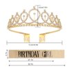 Didder Birthday Crown, Gold Birthday Girl Sash & Rhinestone Tiara Set, Birthday Tiara Birthday Crowns for Women Birthday Sash and Tiaras for Women Girls Birthday Gifts Party Accessories