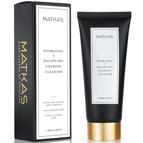 MATKAS Korean Hydrating Foaming Facial Cleanser for Sensitive Skin - 6 Ceramides, 6 Types of Hyaluronic Acid, Vitamin E, Gentle Deep Cleansing Korean Face Wash, Moisturizing Face Cleanser for Dry Skin