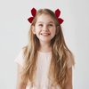 Whaline 4 Pairs Velvet Hair Bows and Barrettes in Mix Colors - 8 Non-Slip Bowknot Hair Clips and Pins for Girls Women (Red, Yellow, White, Black)