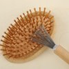 2 Pieces Hair Brush Cleaner Tool Portable Comb Cleaning Tool with Metal Wire Rake and Wooden Handle, Mini Hair Dirt Remover Brushes for Home and Salon Use (Grooved Handle)