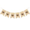 Uniwish Dog Paw Print Banner Puppy Animal Theme Birthday Party Decorations, Rustic Burlap Bunting Pet Party Supplies Garland Photo Props