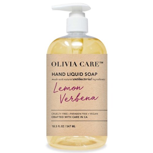 Olivia Care Antibacterial Hand Soap - Infused with Sage & Tea Tree Oil & Lemon Verbena Fragrance, Cleansing, Germ-Fighting, Moisturizing Hand Wash for Kitchen & Bathroom -18.5 fl oz