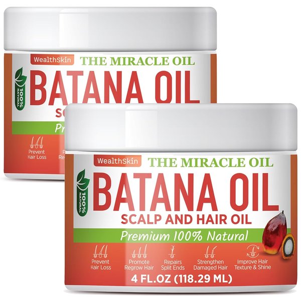 Batana Oil from Honduras: Hair Growth Mask and Scalp Treatment, Repairs Hair & Skin, Reduces Shedding (4oz, 2 Pack)