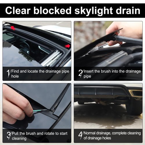 Amiss Auto Sunroof Drain Cleaning Tool, Windshield Wiper Drain Hole, Tube Cleaning Brush Slim Drain Dredging Tool for Car Sunroof, 118 Inch Flexible Drain Brush Long Pipe Cleaners for Car