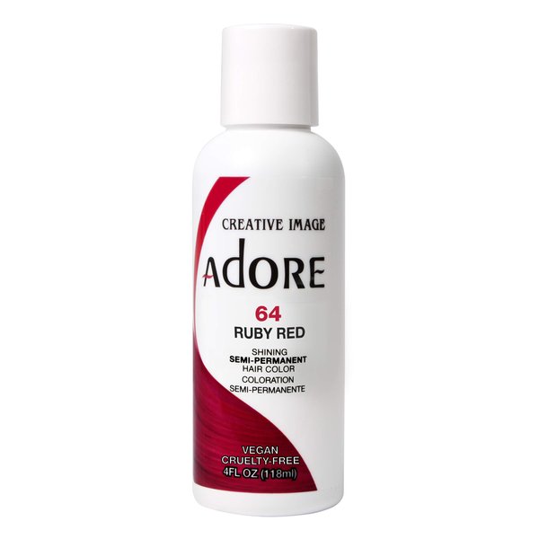 Adore Semi Permanent Hair Color - Vegan and Cruelty-Free Hair Dye - 4 Fl Oz - 064 Ruby Red (Pack of 1)
