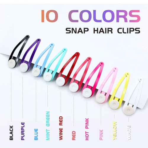 Lawie 50 Pack 5cm 2 Inch Small Colorful Candy Color Flat Round Glue Pad Snap Hair Clips for Crafting Blank Hair Barrettes Base Hair Pins Arts and Crafts DIY Ornaments Hair Jewelry Making Accessories