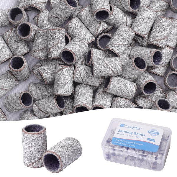 GazePlus 100 Pcs Sanding Bands for Nail Drill with 3/32” Zebra Disposable Sanding Band 120 Medium Grit Nail Sanding Bands for Nail Drill Set Acrylic Nails Gel Manicure & Pedicure