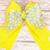 Yellow & White Equestrian Hair Bows-Available on French Barrette, Alligator Clip, Ponytail Elastic (Pair of Bows 6" Tail Alligator Clip) (French Barrette)