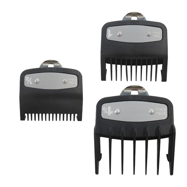 Latest Upgraded Cutting Guide With Metal Secure Clip: #1/2", 1", 1 1/2". Combo set #3354-1000, 1100, 1300 Fits For All Wahl Clippers/Trimmers