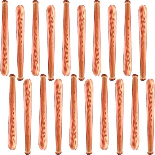 Sonarun 20 Pack 31.5 Inch Inflatable Baseball Bat Blow up Baseball Bat Wood Grain Pattern Baseball Bat Inflates for Carnival Birthday Pool Summer Beach Baseball Theme Party Favors