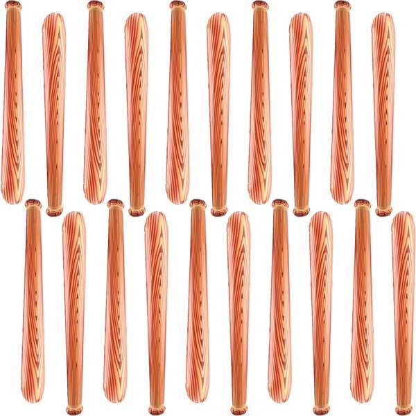 Sonarun 20 Pack 31.5 Inch Inflatable Baseball Bat Blow up Baseball Bat Wood Grain Pattern Baseball Bat Inflates for Carnival Birthday Pool Summer Beach Baseball Theme Party Favors