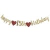 Happy 15th Birthday Banner, Gold Glitter 15 Years Old Boy or Girl Party Decorations, Cheers to 15 Years 15th Anniversary Supplies ZGMJ