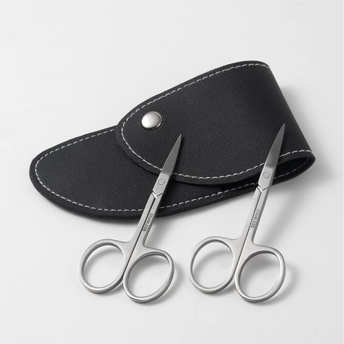 BEZOX Premium Nail Scissors 2PCS, Professional Curved and Stright Manicure Scissors - Multi-purpose Stainless Steel Beauty Grooming Scissor for Nail, Facial Hair, Eyebrow, Eyelash, Dry Skin