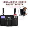Wheelchair Pouch Side Pocket,Wheelchair Bags,Wheelchair Rollator Accessories,Wheelchair Bag Armrest,Electric Power Wheelchair Cup Holder Attachment,Wheelchair Side Bag with Cup Holder for Wheelchair