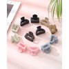 Small Hair Clips Flower Hair Claw Clips for Women 12pcs Matte Small Claw Clips Cute Hair Clips for Girls (Rectangle - Pink/Blue/Green/Brown/Black)