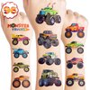 Monster Truck Temporary Tattoos for Kids, 96PCS Birthday Party Supplies Favors Super Cute Fake Tattoos Stickersfor Boys Party Decorations School Rewards Gifts