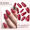 LuckForever 240pc Coffin Press on Nails Medium Fake Nails Red Glue on Nails Short Ballerina Coffin Nails Press ons Acrylic Nails False Nails Full Cover Artificial Fingernails with Adhesive Tabs