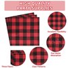 96PCS Red and Black Buffalo Plaid Party Supplies Buffalo Plaid Party Plates Disposable 350GSM Christmas Red Black Gingham Tableware for Birthday Lumberjack Christmas Party Decorations, Serves 24