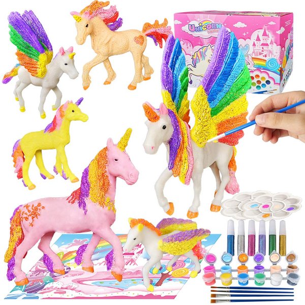 Yileqi Unicorn Painting Kit - Paint Craft for Girls, Arts and Crafts for Kids Age 4-9 - DIY Unicorn Party Favors and Activities