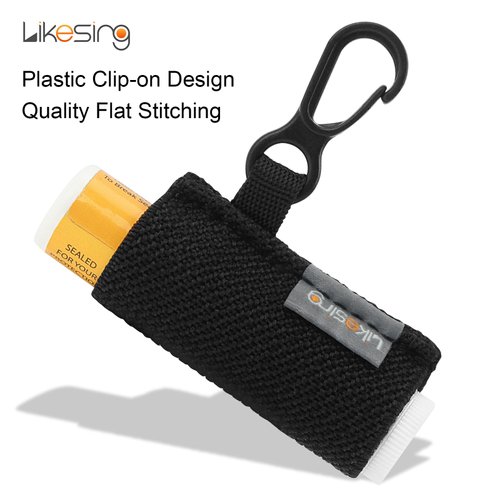 Likesing Lip Balm Holder, 4Pcs Chapstick Holder with Clip On for Backpacks, Elastic Lipstick Sleeve Holder Gifts for Friends Women Girls Boys Man, Black