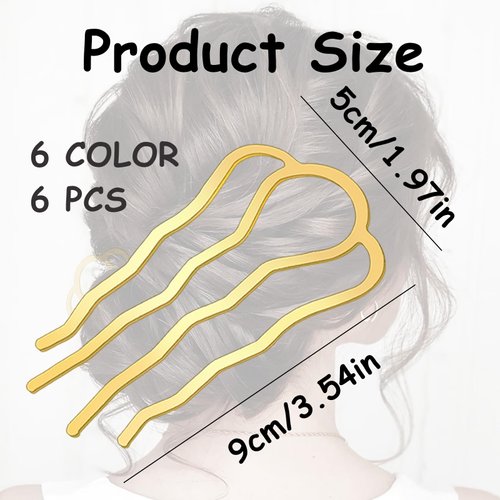 REDANHA Hair Comb, 6 PCS Hair Side Combs 87mm, Metal Hair Fork Clip Hair Pins for Women Hair Styling Tool Accessories (Assorted Color, 6 Count)