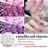 editTime Mixed Style Fashion 3D Nail Art Charms Kit Resin Camellia Rose Flower Butterfly Bow Moon Heart Bear Snake Hollow Pearl with Rhinestones and Soft Slice (Pink Purple)